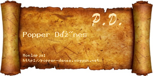Popper Dénes névjegykártya